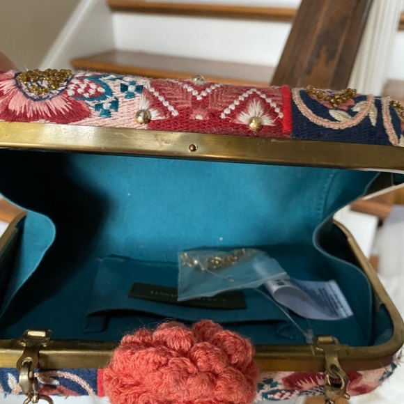Anthropologie Nadia Pink Embroidered Clutch - Picture 7 of 7